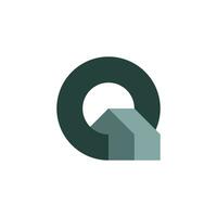 modern en vlak brief q huis gebouw bouw logo vector