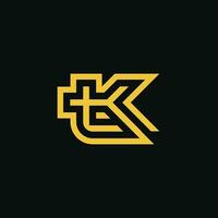 modern en luxe eerste brief kt of tk monogram logo vector