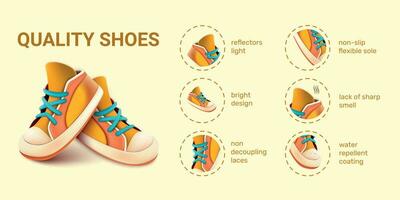 kwaliteit schoenen 3d infographics vector
