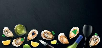 realistisch oesters achtergrond samenstelling vector
