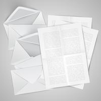 Realistische geopende envelop met papieren, vectorillustratie vector