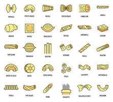 macaroni pasta spaghetti pictogrammen reeks vector kleur