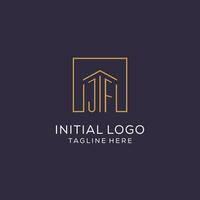 eerste jf logo met plein lijnen, luxe en elegant echt landgoed logo ontwerp vector