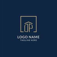 eerste qp plein lijnen logo, modern en luxe echt landgoed logo ontwerp vector