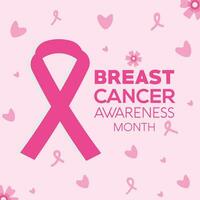 vlak Internationale dag borst kanker bewustzijn achtergrond met roze lint en vector illustratie