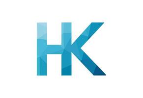 laag poly en alfabetten hk brief logo ontwerp met creatief teken, vector illustratie