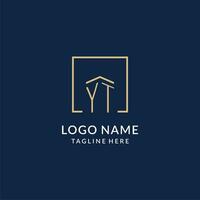 eerste yt plein lijnen logo, modern en luxe echt landgoed logo ontwerp vector