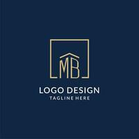 eerste mb plein lijnen logo, modern en luxe echt landgoed logo ontwerp vector