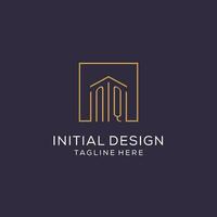 eerste nq logo met plein lijnen, luxe en elegant echt landgoed logo ontwerp vector