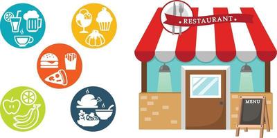 restaurant en eten pictogram vector