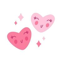 schattig glimlachen harten vector. tekenfilm vlak illustratie voor Valentijn dag. vector