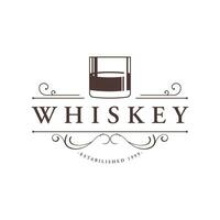 bourbon whisky logo ontwerp met luxe retro wijnoogst decoratie. voor etiketten, insignes, bars, restaurants. vector