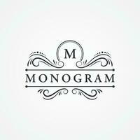 luxueus monogram ornament logo ontwerp in retro wijnoogst stijl. logo voor etiketten, restaurants, ondernemingen, hotels. vector