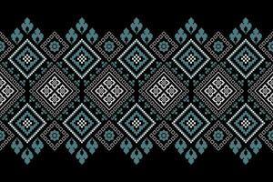 indigo marine blauw meetkundig traditioneel etnisch patroon ikat naadloos patroon grens abstract ontwerp voor kleding stof afdrukken kleding jurk tapijt gordijnen en sarong aztec Afrikaanse Indisch Indonesisch vector