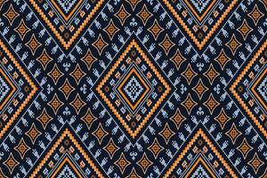 indigo marine blauw meetkundig traditioneel etnisch patroon ikat naadloos patroon grens abstract ontwerp voor kleding stof afdrukken kleding jurk tapijt gordijnen en sarong aztec Afrikaanse Indisch Indonesisch vector