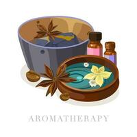 illustratie van aroma en spa accessoires vector