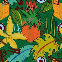 tropisch oerwoud kleding stof patroon vector