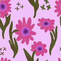 een roze en Purper patroon met bloemen vector