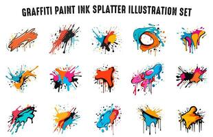 reeks van graffiti inkt geklater vector, kleurrijk verf inkt geklater vector clip art bundel