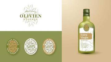 olijfolie logo en labelontwerp vector