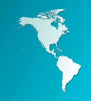 vector illustratie met kaart van noorden en zuiden Amerika continent. blauw silhouetten, donker blauw achtergrond.