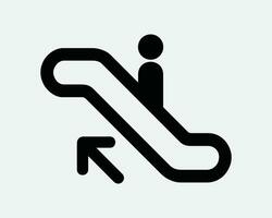 roltrap gaan omhoog icoon naar boven pijl punt wijzer boven in beweging trap stappen trap trappenhuis zwart wit lijn schets vorm teken symbool eps vector