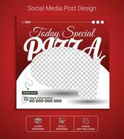 voedsel sociaal media post ontwerp en restaurant pizza voedsel banier sjabloon vector