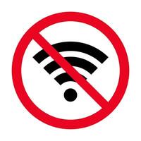 Nee draadloze Wifi of teken voor afgelegen internet toegang icoon vector Aan wit achtergrond, rood verbod teken. vlak stijl voor grafisch en web ontwerp
