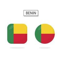 vlag van Benin 2 vormen icoon 3d tekenfilm stijl. vector