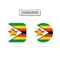 vlag van Zimbabwe 2 vormen icoon 3d tekenfilm stijl. vector