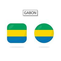 vlag van Gabon 2 vormen icoon 3d tekenfilm stijl. vector