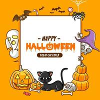 schattig halloween poster geest en heks illustratie - vector