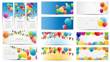 kleur glanzende ballonnen kaart mega set vectorillustratie vector
