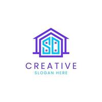 creatief brief sd met gemakkelijk huis icoon logo ontwerp vector beeld