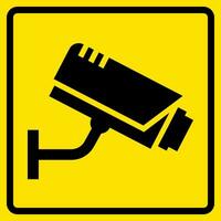 cctv teken, sticker met geel achtergrond, voor afdrukken, verhaallijn, snee. vector