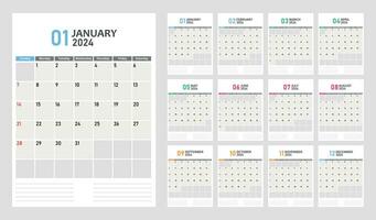 vector kalender rooster voor 2024