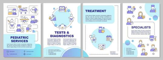 pediatrisch Diensten blauw helling brochure sjabloon. kind kliniek. brochure ontwerp met lineair pictogrammen. bewerkbare 4 vector indelingen voor presentatie, rapporten