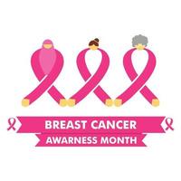 borstkanker bewustzijn maand ontwerp. roze lint voor borstkanker vector