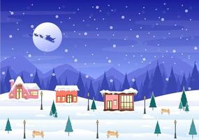 kerst winter huizen achtergrond vector