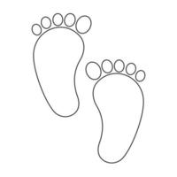 baby voetafdrukken pictogram in kaderstijl. kleine jongen of meisje voetstappen vector