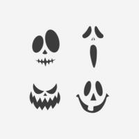 verschrikking, eng gezicht halloween icoon vector verzameling