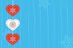 winter sjabloon voor banier, ansichtkaart, Gefeliciteerd, vrolijk Kerstmis en gelukkig nieuw jaar, gelukkig Valentijnsdag dag. winter sjabloon in blauw kleur met sneeuwvlokken en harten. vector