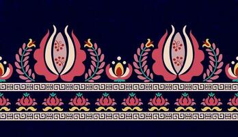 kleurrijk bloemen Hongaars volk kunst kleding stof patroon ontwerp Aan de donker blauw achtergrond vector