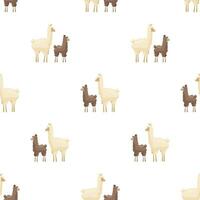 naadloos patroon met schattig moeder lama en baby Aan wit achtergrond. moeder alpaca met baby alpaca. creatief kinderen, kinderachtig achtergrond. voor textiel, kleding stof, kleding, omhulsel papier. vector