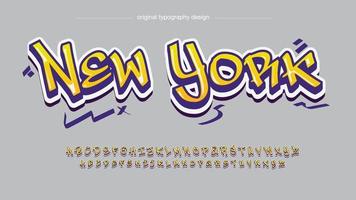 gele en paarse moderne graffitiborsteltypografie vector