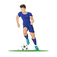 voetbal speler dribbelen actie houding karakter tekenfilm illustratie vector
