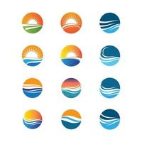 sunset beach logo afbeeldingen vector