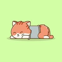 slaperige kat past in de pijp cartoon afbeelding vector