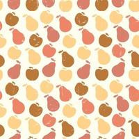 grunge retro vector naadloos patroon van fruit - appel en peer