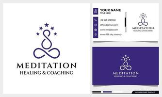 oneindig meditatie yoga logo-ontwerp met ster en visitekaartje vector